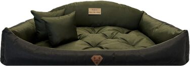 Ортопедичне ліжко для собак Dogs4Life: м'яке, миється, з можливістю персоналізації імені. Розміри S-XXL, колір хакі.