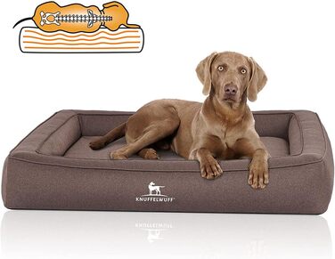 Ортопедичне ліжко для собак Knuffelwuff Yukon XXL 120x100 см, велюр, сіро-коричневе, ручне плетіння