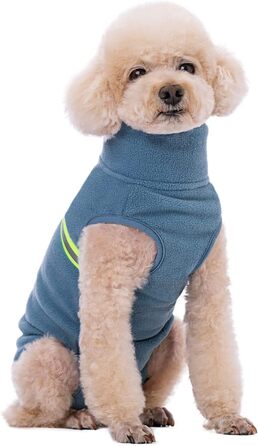 Теплий собачий светр з флісу та світловідбиваючою жилеткою (XXL, Haze Blue)