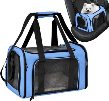 М'яка переноска для котів та собак, дихаюча сумка-переноска для подорожей, блакитна