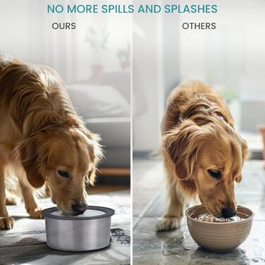Миска для води для собак Belle Vous 2L з нержавіючої сталі Anti-Splash - миска для води без облизування для собак та котів