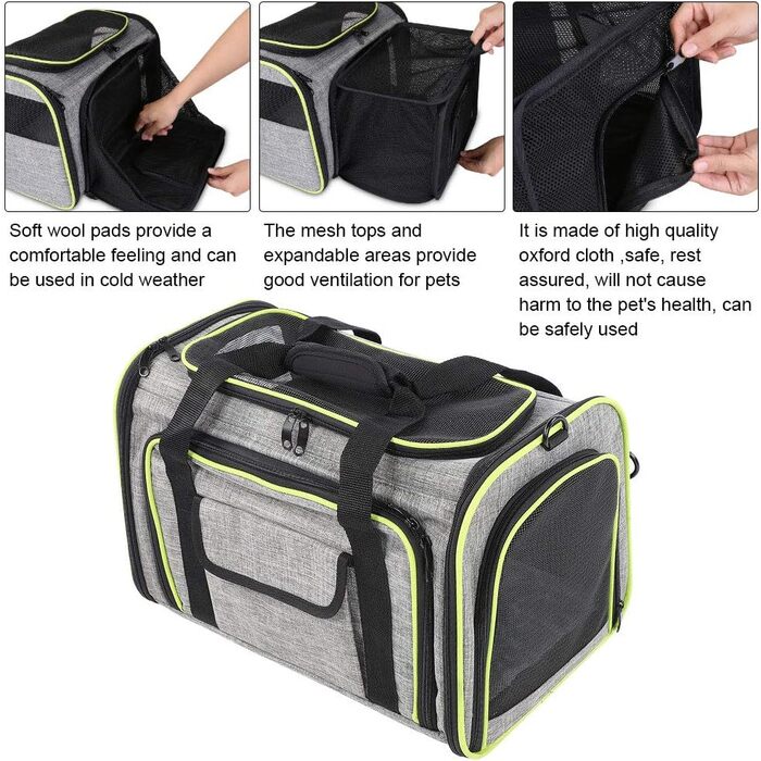 Сумка-переноска для тварин ZAICOLER з мотузкою всередині, безпечна для прогулянок та подорожей. Розширювана сумка-переноска з сіткою зверху, з оксфордської тканини для собак та котів.