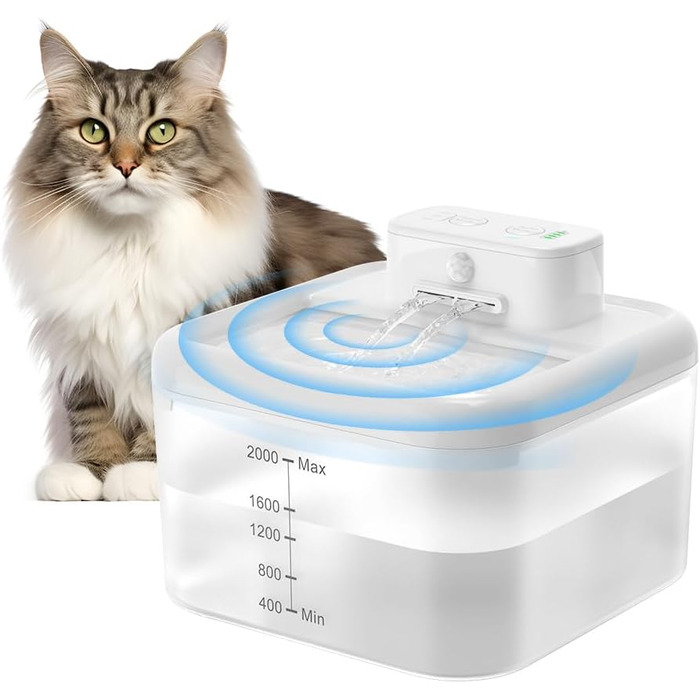 Фонтанчик для котів RUXAN WF06-Білий: ультратихий, з акумулятором 2200mAh, 3 режими, з датчиком руху, для котів та собак