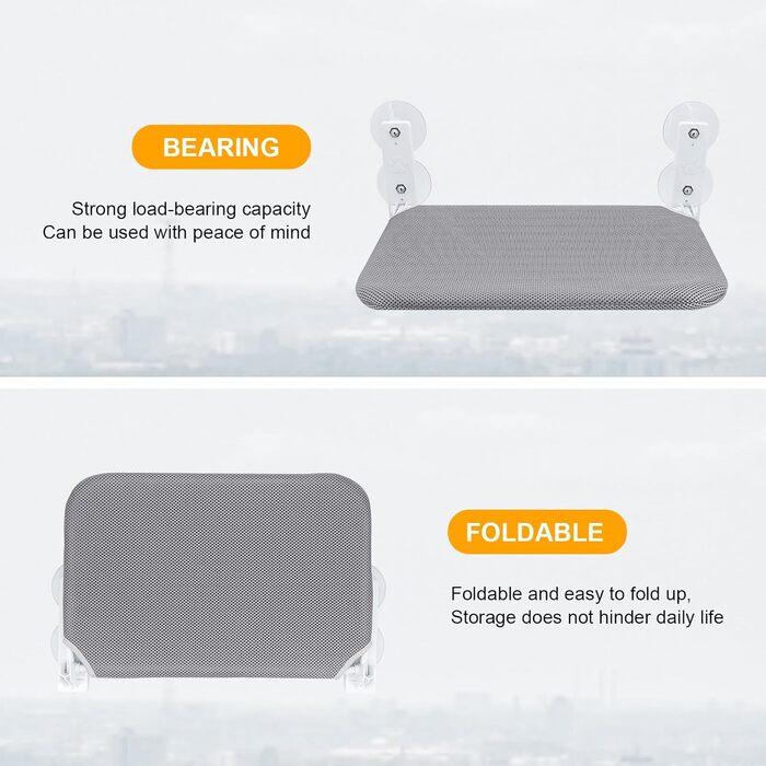 Кішка лежанка на вікно Gearific, розкладна гамак з 4 присосками, міцний каркас, дихаюча сітка, сірий, 45 x 30 см