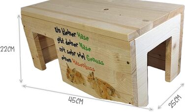 Будиночок для декоративних кроликів Nagerstore, дерев'яний, 2 входи, 45x25x22 см, аксесуари для клітки, стійкий, з лакуванням