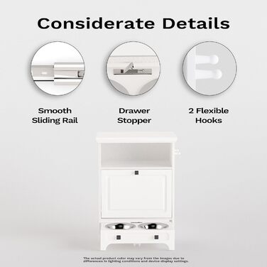 Roomfitters шафа для собак з годівницею, подвійна миска з нержавіючої сталі, кормовий столик з ящиком для зберігання, білий, для котів і собак