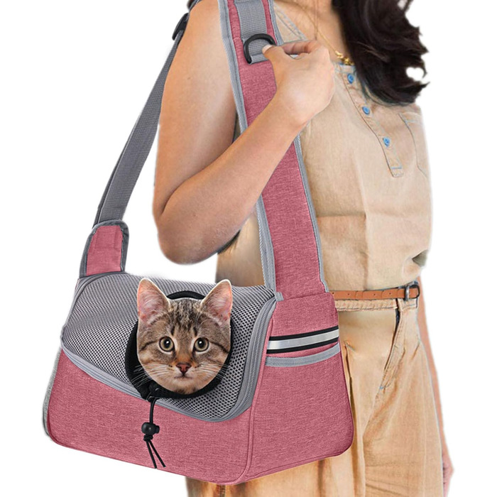 Сумка-переноска для собак і котів, рожева, 36x21 см, з відділенням для речей