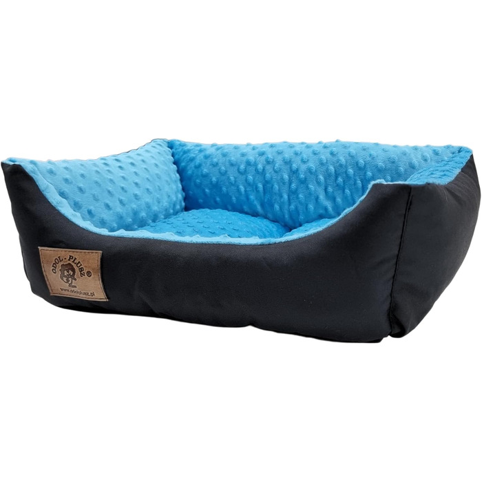 Ліжко для собак Odolplusz: корзина, диван, ліжко для маленьких собак. З силіконовими кульками, гіпоалергенне, 50x40 см (чорний + м'який блакитний)