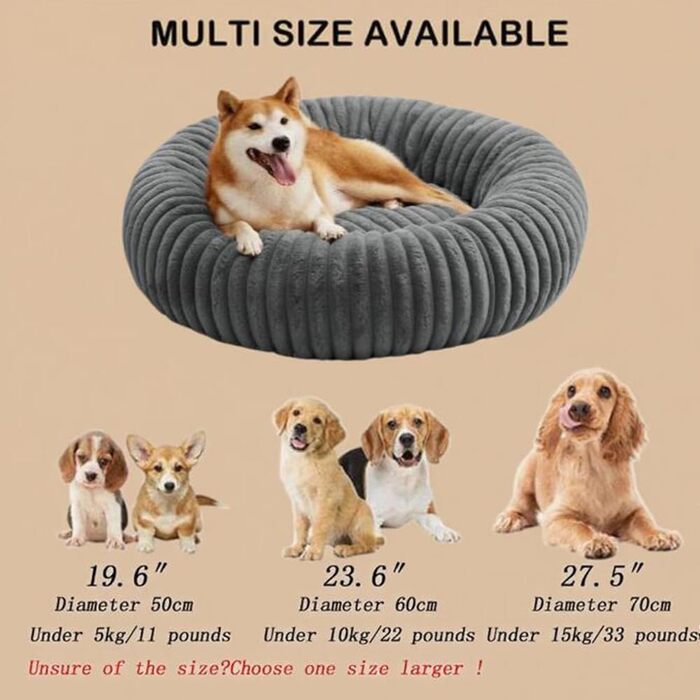 М'яке ліжко для домашніх тварин: ліжко для собак та котів, кругла форма, діаметр 50 см (сірий)