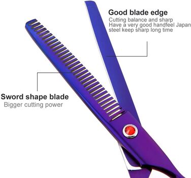 Набір ножиць для грумінгу собак, 7 дюймів, професійний набір для догляду за тваринами, нержавіюча сталь, вигнуті ножиці, ножиці для розрідження, гребінець для грумінгу, для собак та котів, 5 шт. чорний