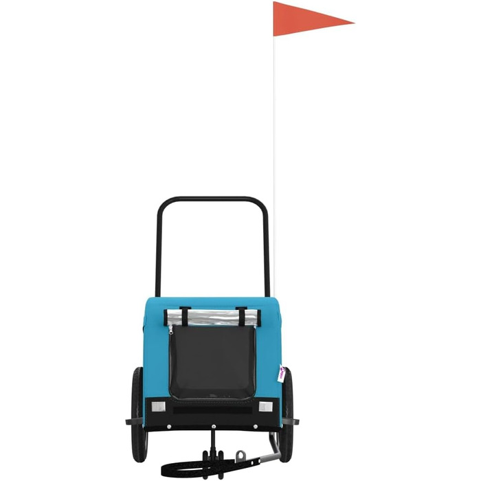 Фургон для собак VidaXL - переносний, з прапором та відбивачами, до 45 кг, 124 x 53 x 53 см, блакитно-чорний