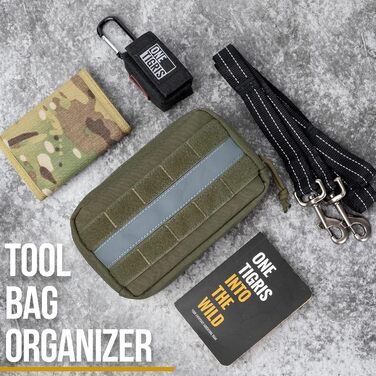 Набір Futterbeutel OneTigris для собак (2 шт.), великий MOLLE-рюкзак для корму, тактичний, з світловідбиваючими смугами, для тренувань та прогулянок, зелений