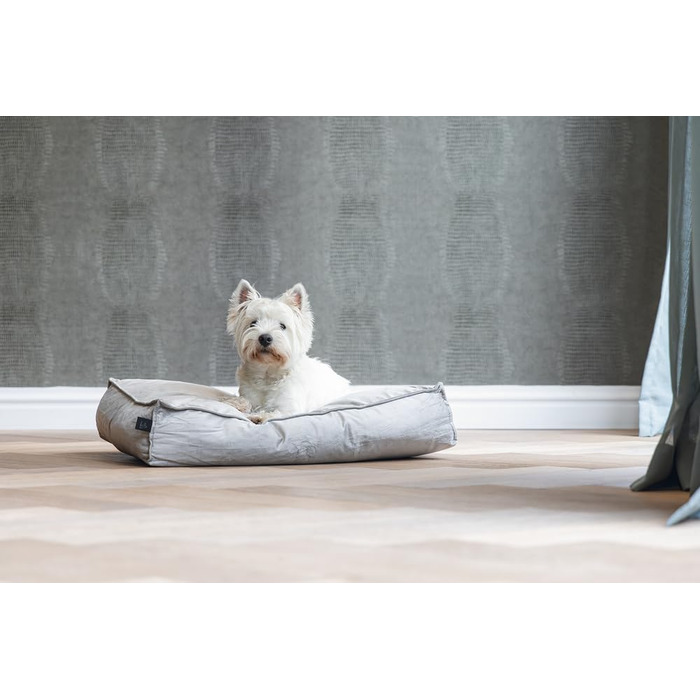 Подушка для собак Lotte Nalino, велюр, сіра, 70x55x15 см