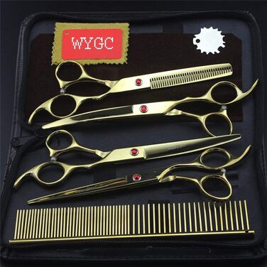 Набір професійних ножиць для грумінгу WYGC для собак, котів та інших тварин. З нержавіючої сталі, з гребінцем для чищення.