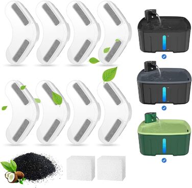 Фільтр для питного фонтанчика для собак, 8 фільтрів для питного фонтанчика для котів + ​​2 губки, фільтр для питного фонтанчика для котів, питний фонтанчик для собак