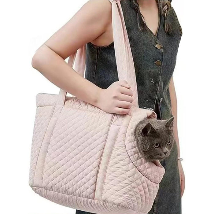 LOVIVER Сумка-переноска для котів та маленьких собак, рожева, тепла, для подорожей