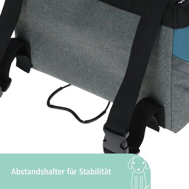 Kerbl Vacation - сумка для собак на велосипед, сіра/блакитна, 38x29x25 см, поліестер, для маленьких собак та котів