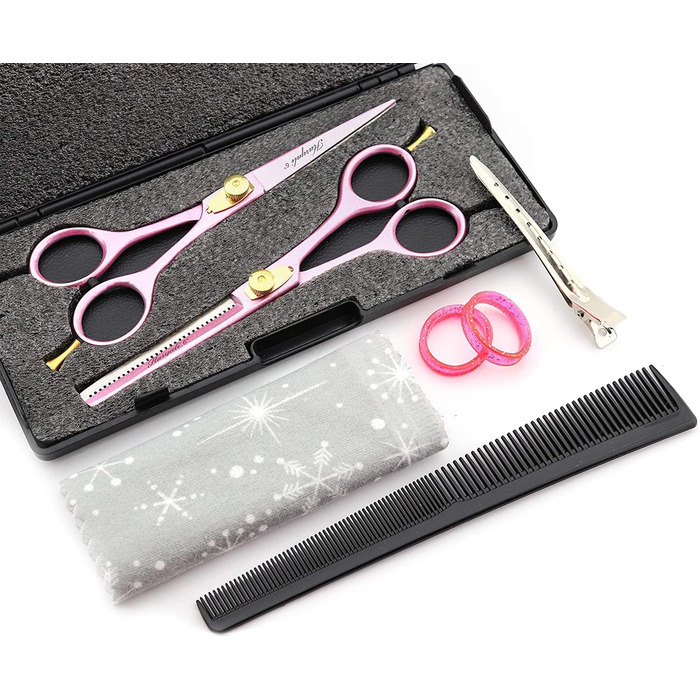 Набір професійних перукарських ножиць Haryali London - 6 дюймів (перукарські та філірувальні ножиці) Рожевий колір. Для жінок, чоловіків, дітей та домашніх тварин.