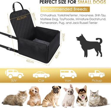 Автомобільний лежак для собак Mozvvco - стабільний, водонепроникний, для заднього та переднього сидіння, чорний