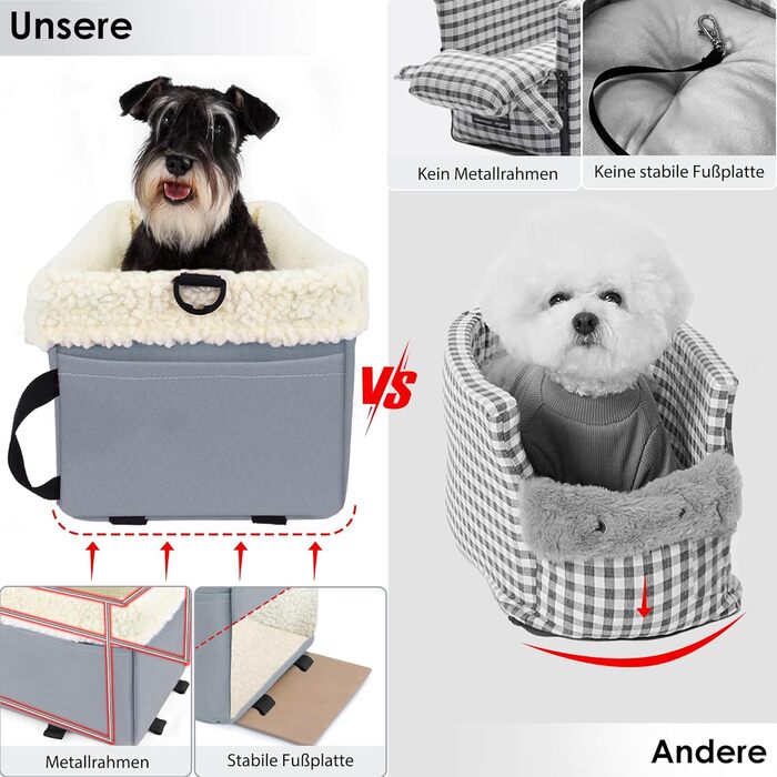 Автокрісло для собак та котів, сіре, до 5.4 кг