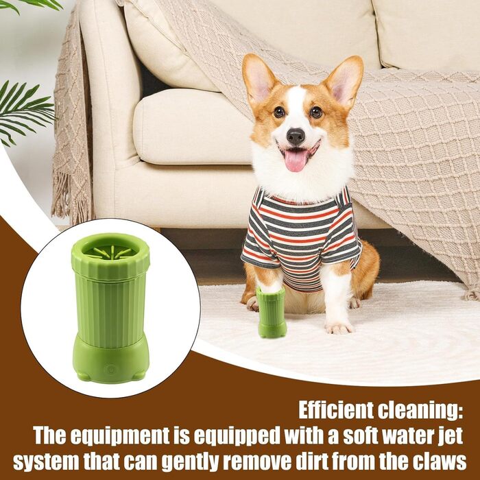 Автоматичний мийник лап для собак Duroecsain, електричний | Мийка лап для собак та котів USB, портативна, перезарядна (зелений)