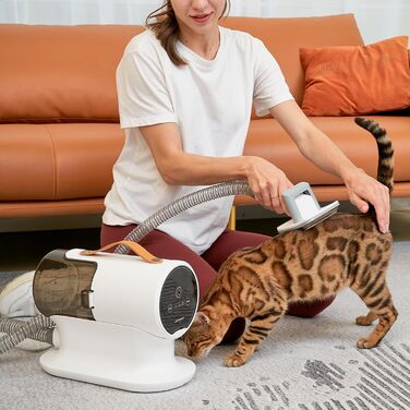 Електронська машинка для стрижки собак AstroPet з пилососом, тиха машинка для грумінгу з 5 насадками для собак та котів, контейнер для пилу 2 л