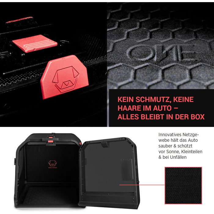 Транспортна переноска для собак 1one1 Origami Medium | Алюмінієва переноска для собак в авто | Складана переноска для собак з кнопкою та сертифікована на ударостійкість | Переноска для собак з алюмінію та текстилю (до 35 кг)