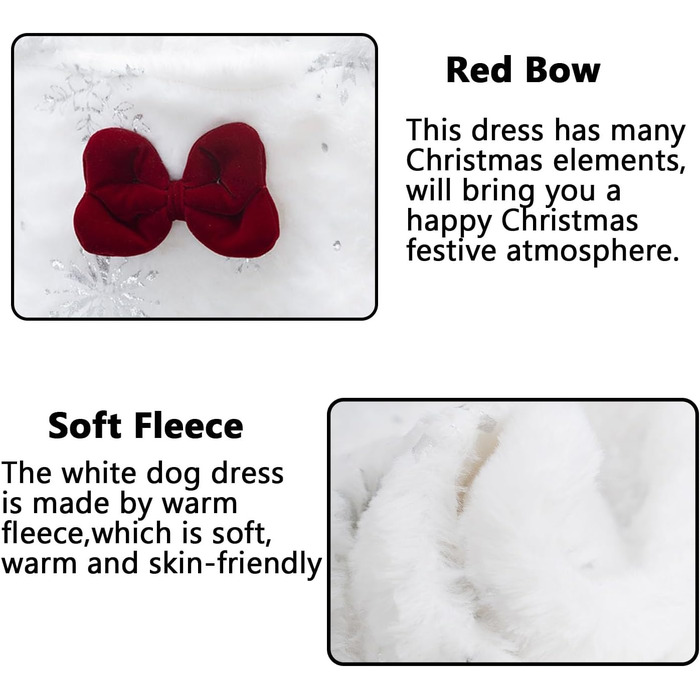 Біле собаче плаття FLAdorepet для великих собак, дівчаток, святкове (Великдень, Новий рік), теплий зимовий костюм, 7XL (Обхват грудей 90 см, Вага 29-36 кг)