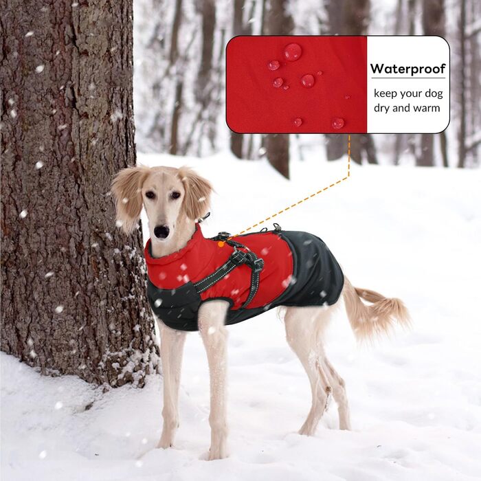 Зимовий одяг для собак маленьких порід: теплий жилет, водонепроникна куртка, червоний (M)