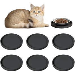 Силіконовий килимок для годування домашніх тварин Arespark, неслизький, водонепроникний, з піднятими бортиками, запобігає розливу, круглий, для собак, котів, цуценят, кошенят, 15,2 x 6, чорний