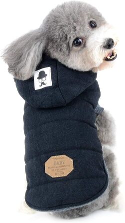 Зимова куртка для собак Selmai, тепла накидка для маленьких собак, чорна, XL