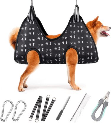 Гамак для собак ATESON для догляду за кігтями, набір для грумінгу: гамак, накидка, пилка для кігтів, гребінець