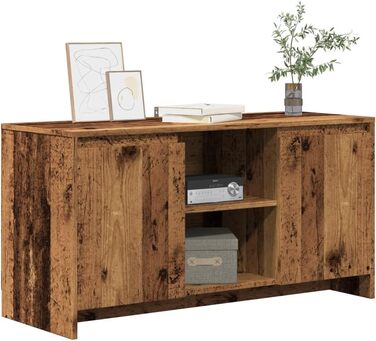 vidaXL телевізійна тумба з дверцятами та полицями, біла, 102x37,5x52,5 см, ДСП (старе дерево), меблі для телевізора, низька тумба, шафа для ТВ, HiFi, для вітальні