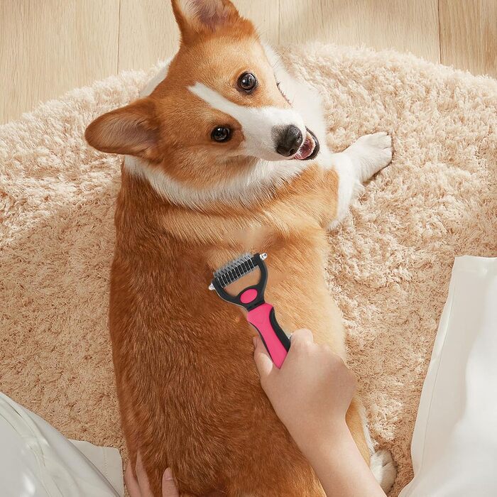 Щітка для видалення ковтунів у котів та собак, двостороння, для грумінгу, довговолої шерсті (сталевий гребінь)