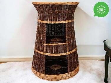 Корзина для котів, лежанка-будка, 43x49x70 см, з вербового пруття, трирівневе ліжко для собак та котів, знімні подушки кремового кольору, лакована корзина (без подушок)