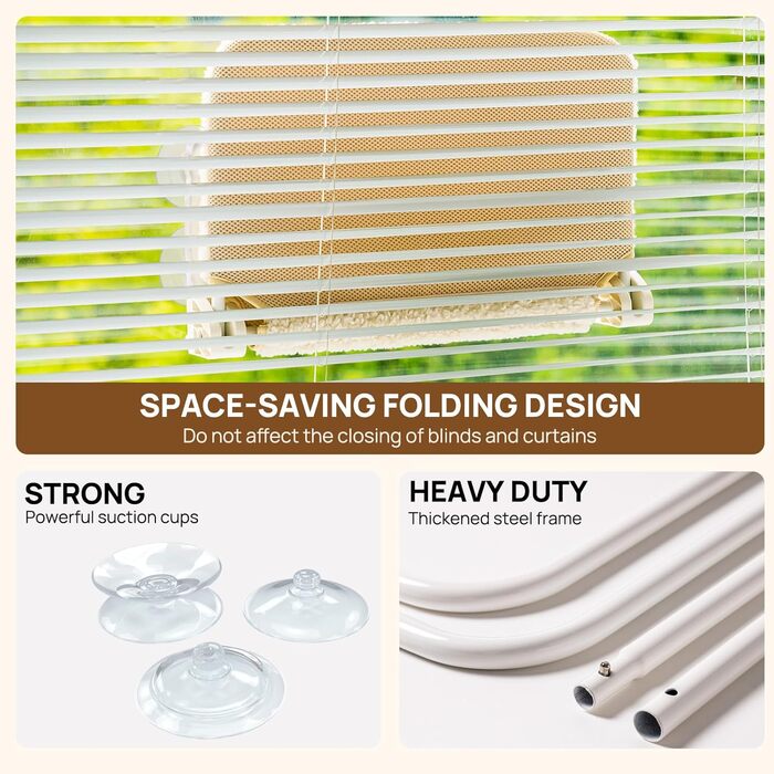 Кішка лежанка на вікно MEWOOFUN - 54x30см, бежева, для котів, до 18кг