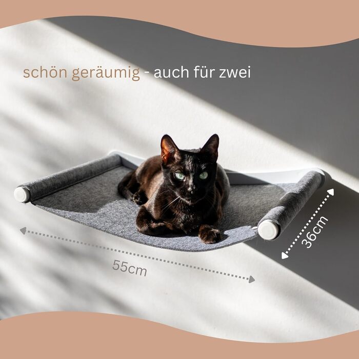 Кігтеточка-гамак для котів AZANO® XL з металу | Дизайнерська стіна для лазіння котів | Гамак для котів на стіну | великий та стабільний (Сірий) AZANO-Сірий