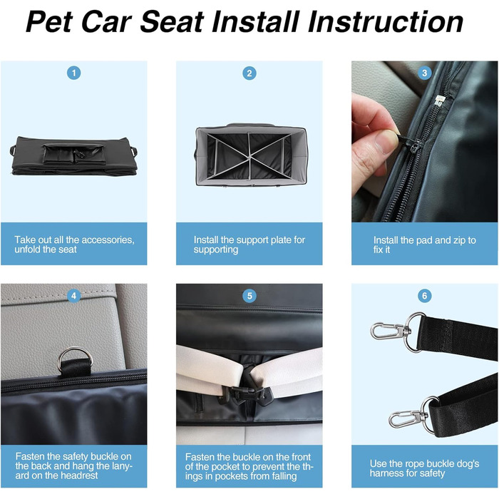 Підвищення для собак у автомобіль, для 2 маленьких або середніх собак, з ременями безпеки, PU-шкіра, водовідштовхувальне, антибактеріальне