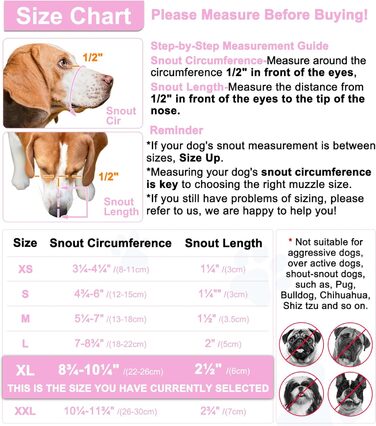 Нашийник-маска для собак LUCKYPAW, сітка, великі та середні породи, м'яка, запобігає укусам, пити можна, дихає, регулюється, для цуценят (XXL (морда: 26,4 см), XL (морда: 20-27 см))