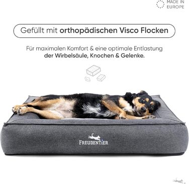 FREUDENTIER® Ортопедичне ліжко для собак | M-XXL | Прачне та легке у догляді | Преміум якість, Made in Europe | Для великих, середніх та маленьких собак (L 100x70cm)