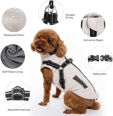 Зимові куртки для собак, теплі та водонепроникні, з світловідбиваючими елементами, жилет для цуценят та собак середніх та великих розмірів XXL, білий