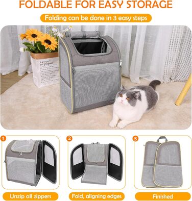 Рюкзак-переноска для собак та котів ALLSOPETS, рюкзак для тварин з безпечним ременем, світловідбиваючими смугами, для подорожей (Хакі)