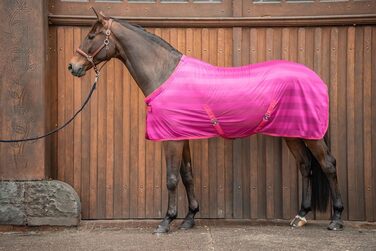 Захисна ковдра для коней Equinate Guardian з перехресною стропою та підстилкою на хребті - ковдра від екземи з ефективним захистом від комах - ковдра для випасу (Raspberry, 135 см)
