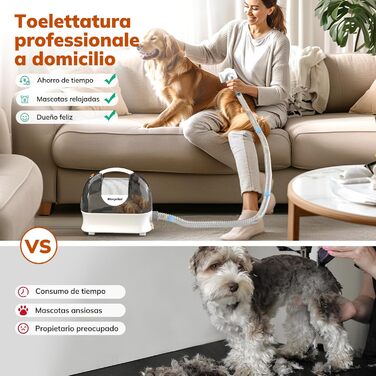 Електрична машинка для стрижки собак Morpilot з пилососом та насадкою-щіткою, 12000Pa, білий колір