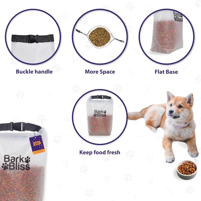 Набір для зберігання корму для собак BarkBliss, 25 порцій, зручний контейнер для подорожей, 3 кг, ідеально для кемпінгу та подорожей