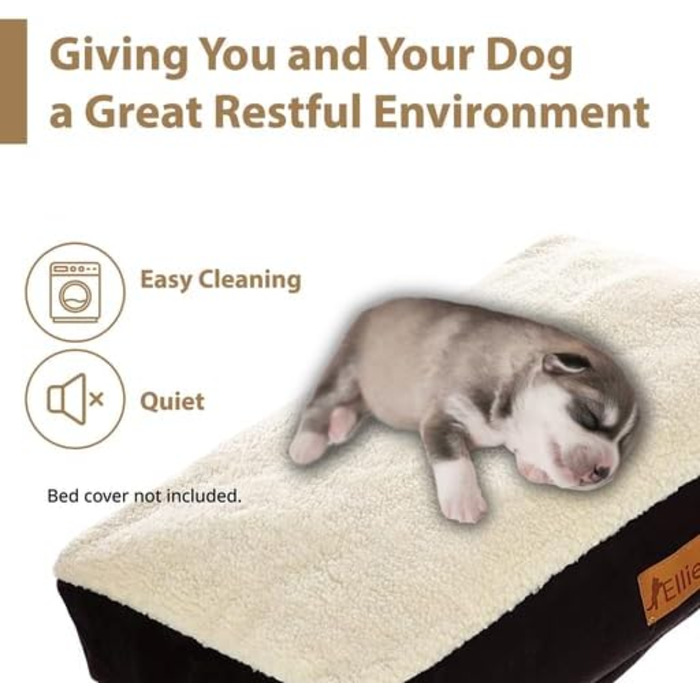 Водонепроникне ортопедичне ліжко для собак Ellie-Bo з піною-пам'яттю, для клітки/бокса, чорне (XXL, 122 см, 122x75x6 см, тільки накладка)