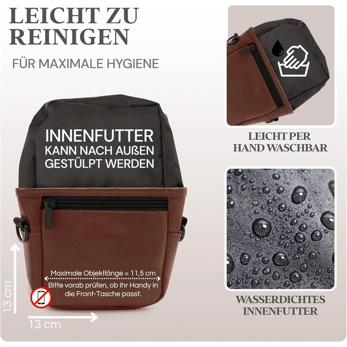 Лекарська сумочка для собак з штучної шкіри - сумка для прогулянок з магнітною застібкою однією рукою - сумка для собачих ласощів (розмір S - темно-коричневий) S Темно-коричневий