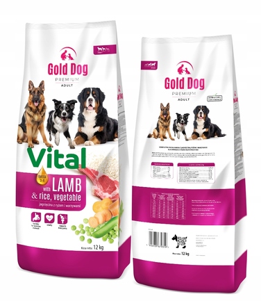 Сухий корм для собак Gold Dog Vital Premium 12 кг, ягня з рисом та овочами
