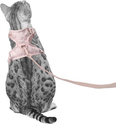 Шлея для котів LucyBalu X Hello Kitty EXPLORER, з повідцем, захист від втечі, з відділенням для AirTag, розмір XS/S, рожевий колір