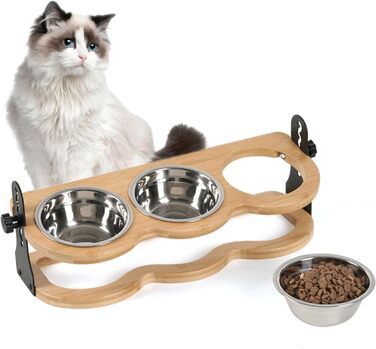 Набір мисок для котів та цуценят 3 шт. з регульованою висотою - Ергономічна годівниця з нержавіючої сталі